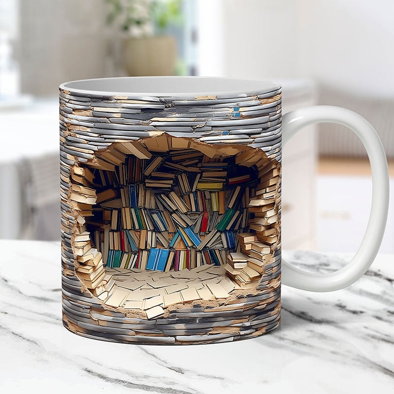 3D Book Lover Mug For Readers Gift Coffee Cup Decor C NALANI