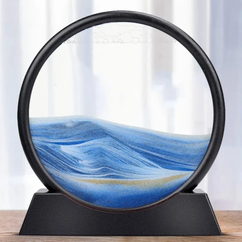 3D Moving Sand Art Deep Sea Sand Sculpture for Relaxation Decor Navy blue NaLani