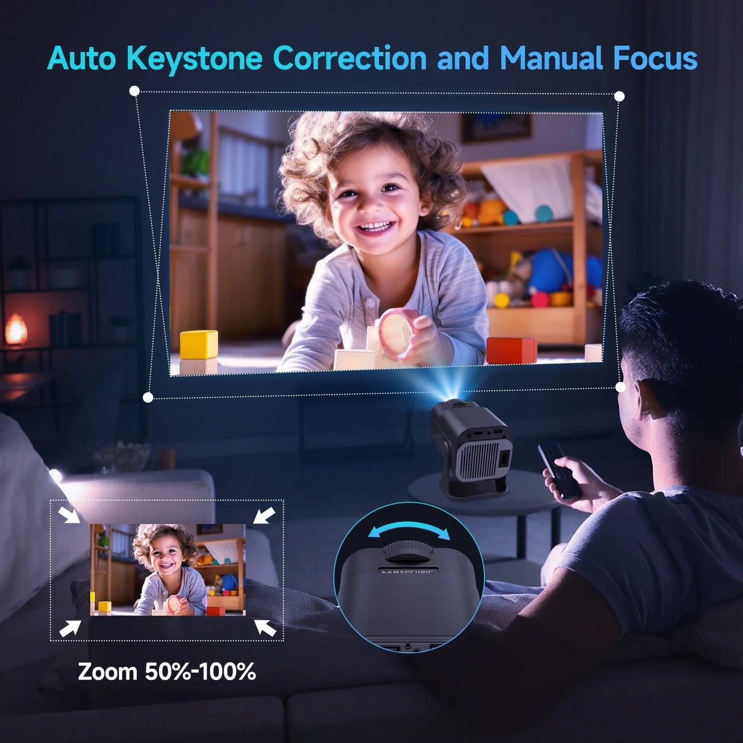4K WiFi Mini Projector With 180 Degree Swivel Portable NALANI