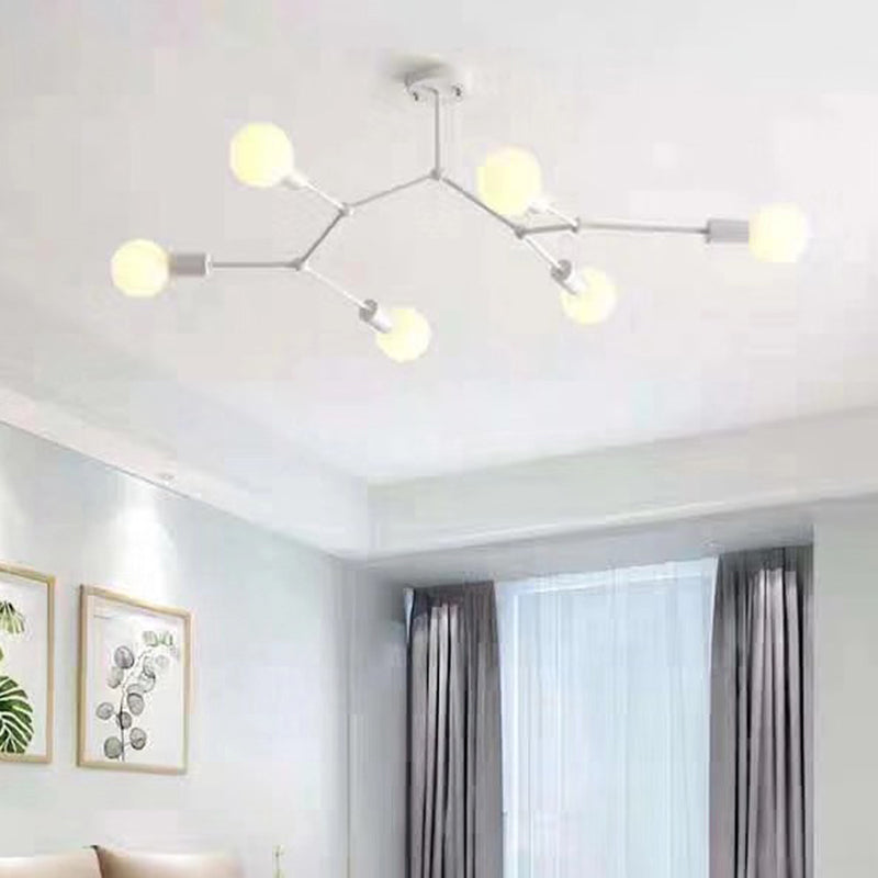 6 Light Branch Chandelier Modern Glass Shade Living Room NALANI