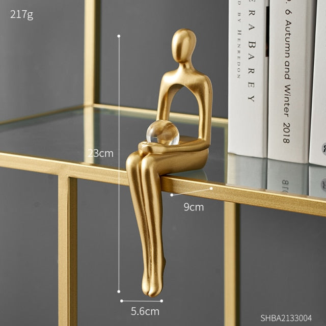 Abstract Book Shelf Decor Figures for Unique Home Accent (Gold) Crystal Ball NaLani