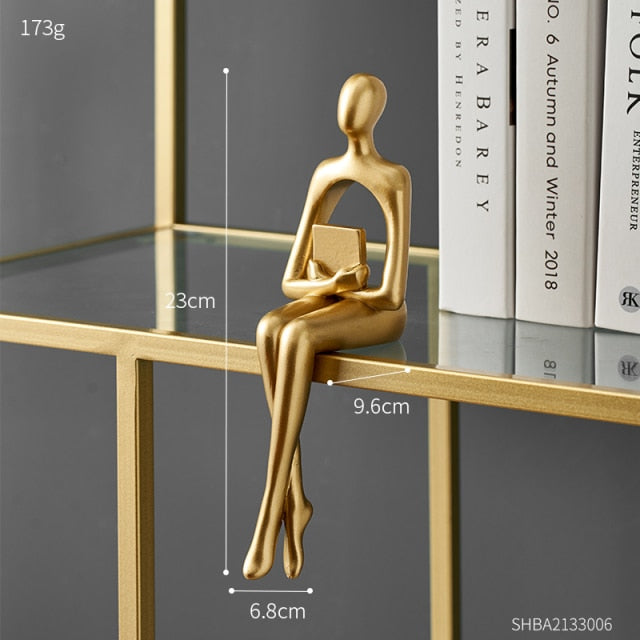 Abstract Book Shelf Decor Figures for Unique Home Accent (Gold) Book NaLani