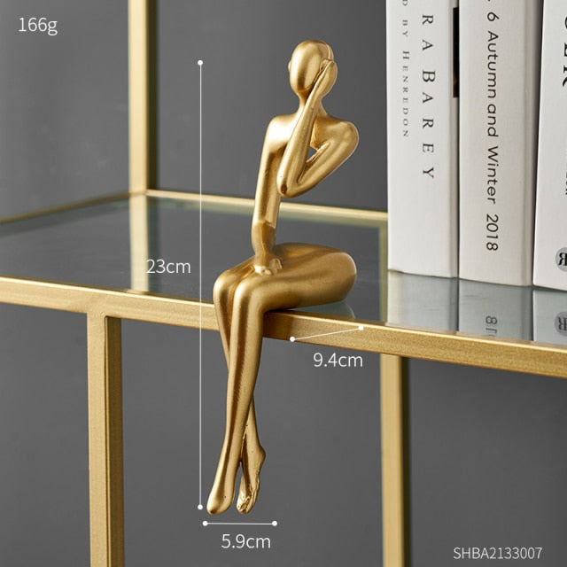 Abstract Book Shelf Decor Figures for Unique Home Accent (Gold) Headphones NaLani