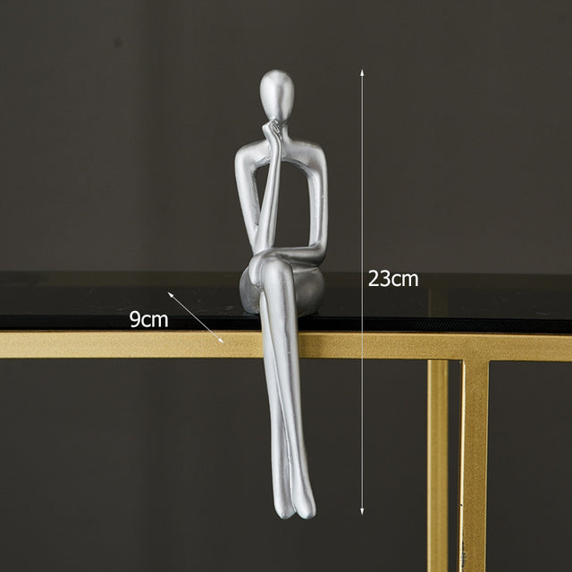 Abstract Book Shelf Decor Figures for Unique Home Accent (Silver) Thinker NaLani