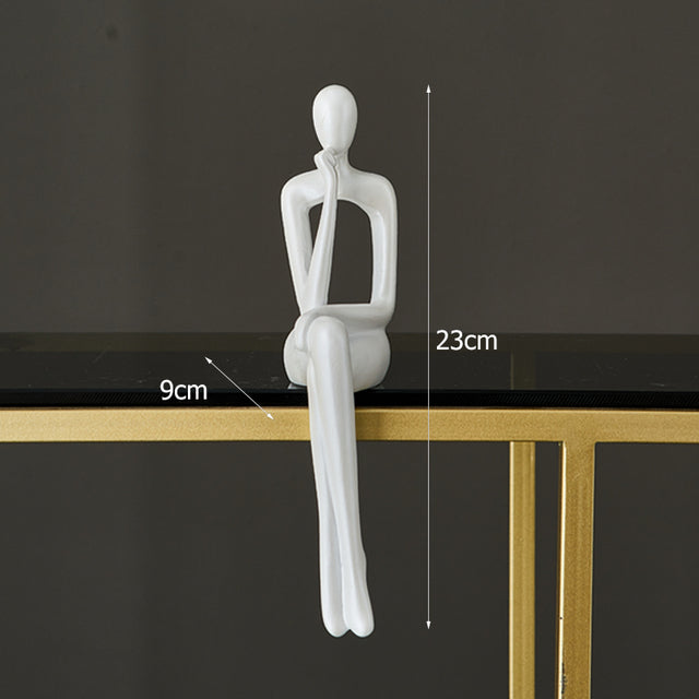 Abstract Book Shelf Decor Figures for Unique Home Accent (Pearl White) Thinker NaLani
