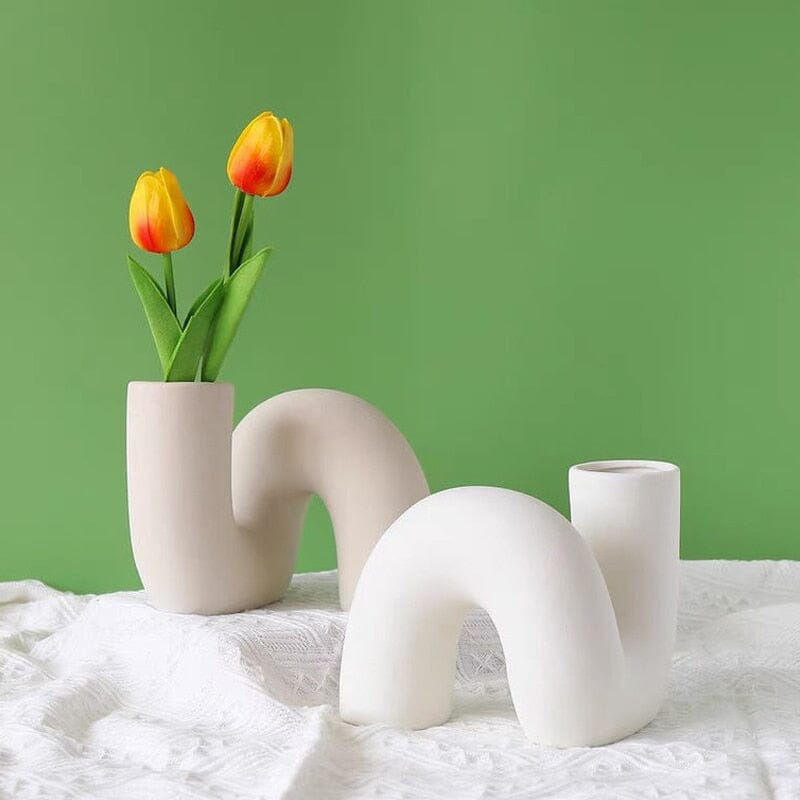 Abstract Ceramic Vase for Bohemian Farmhouse Home Decor Light coffee NaLani