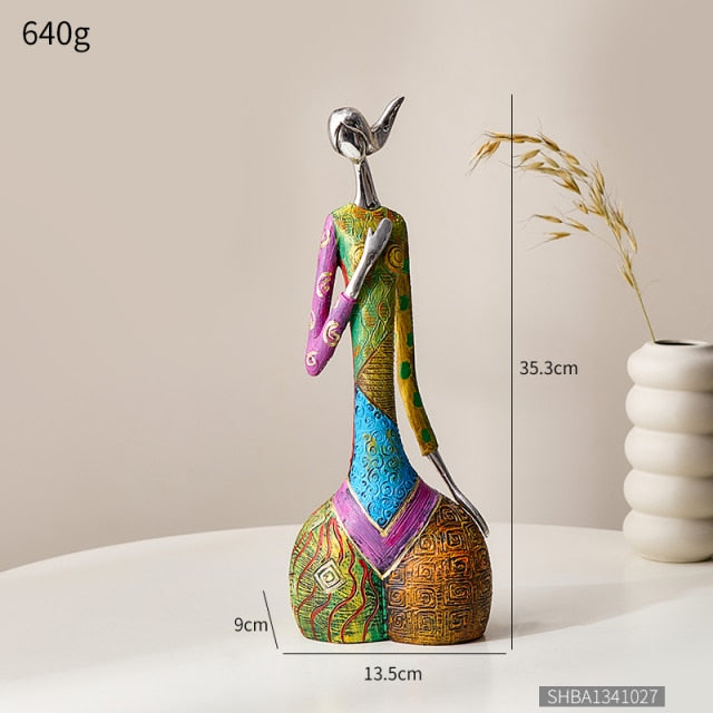 Abstract Cultural Female Sculpture Unique Decorative Art Piece C - Green NaLani