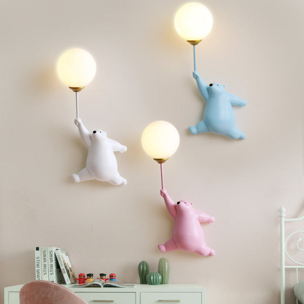 Adorable Bear Balloon Wall Lamp for Kids Room Decoration NaLani