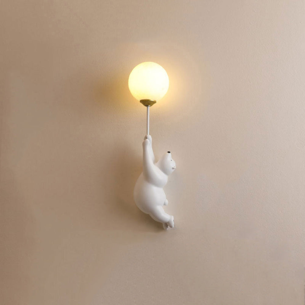 Adorable Bear Balloon Wall Lamp for Kids Room Decoration White bear both hands NaLani