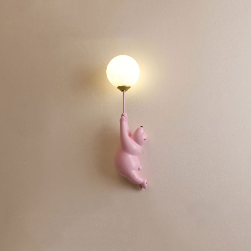 Adorable Bear Balloon Wall Lamp for Kids Room Decoration Pink bear both hands NaLani