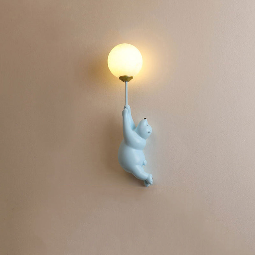 Adorable Bear Balloon Wall Lamp for Kids Room Decoration Blue bear both hands NaLani