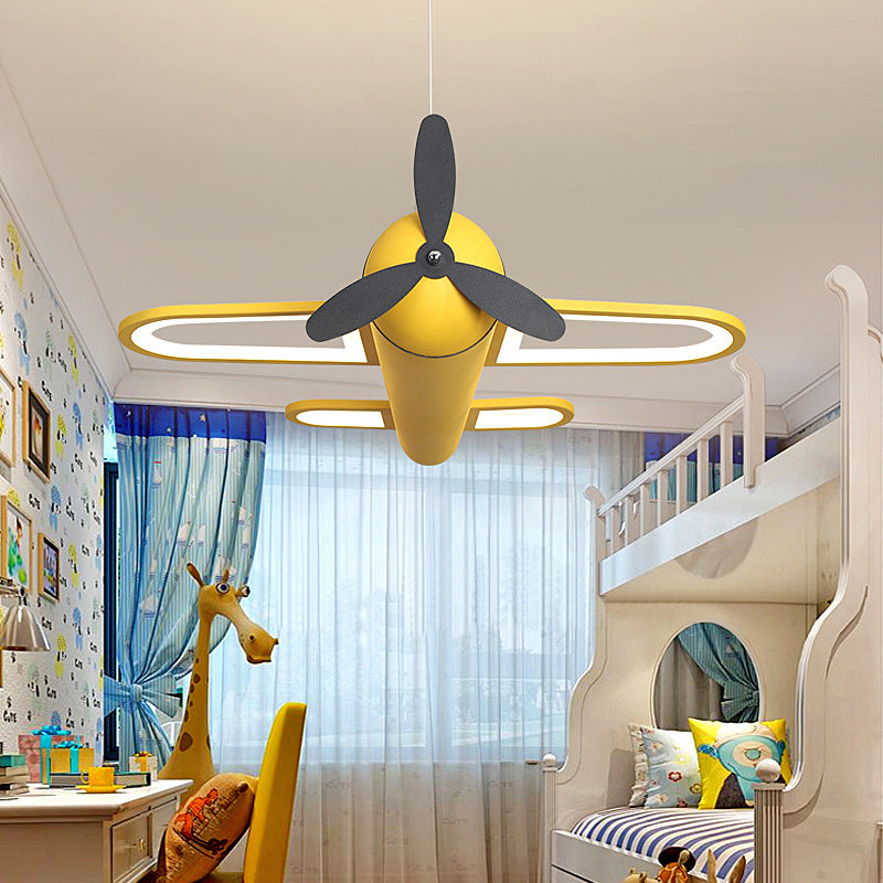 Airplane Shaped Acrylic Kids Chandelier Led Pendant Light Yellow NALANI
