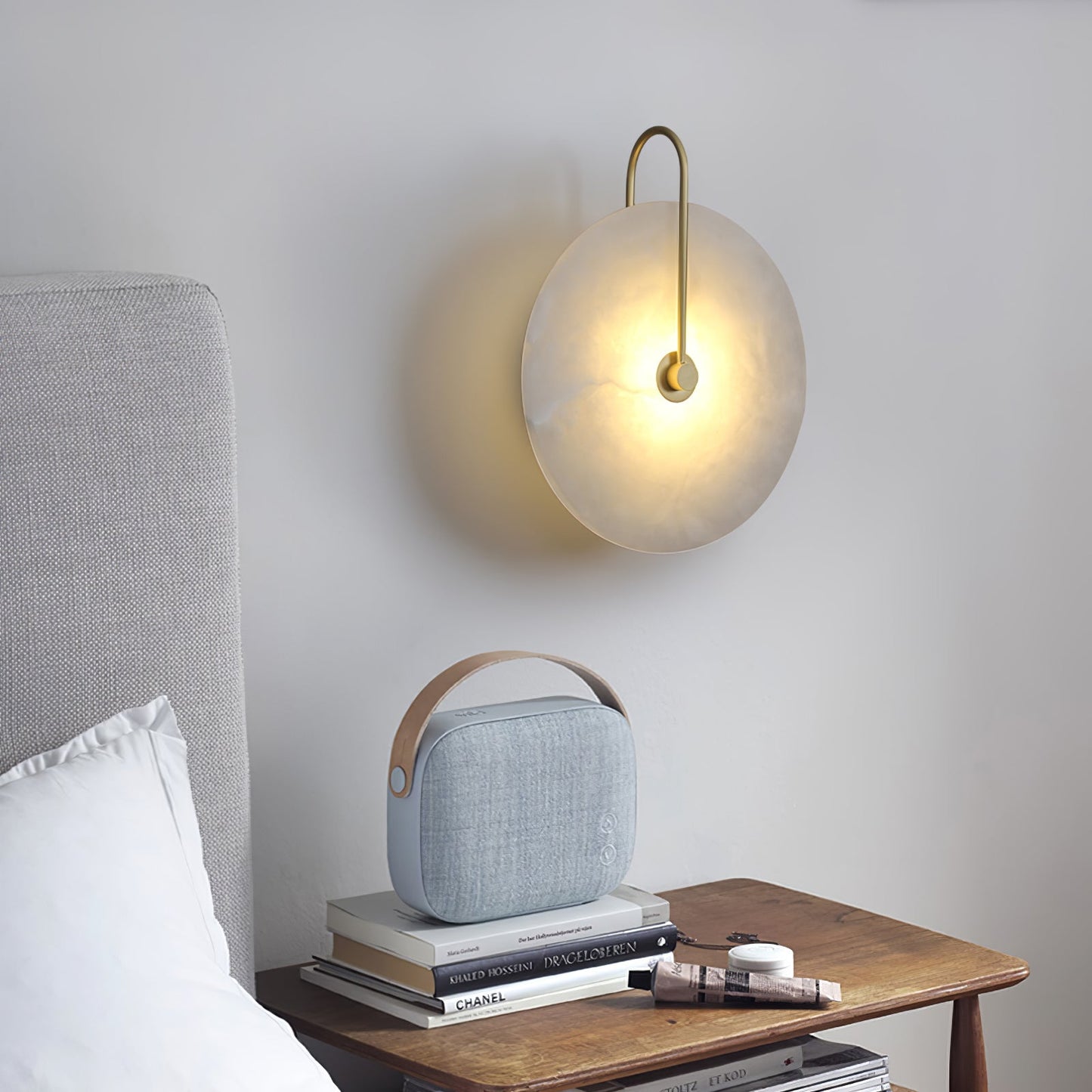Alabaster LED Wall Sconce With Warm Ambient Glow Lighting NALANI