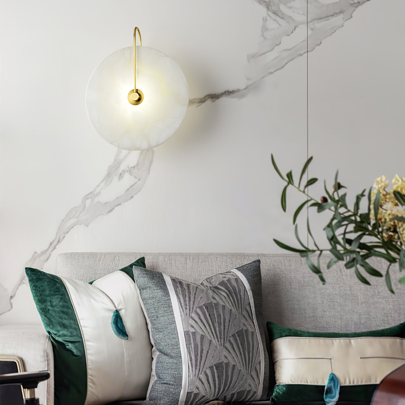 Alabaster LED Wall Sconce With Warm Ambient Glow Lighting NALANI