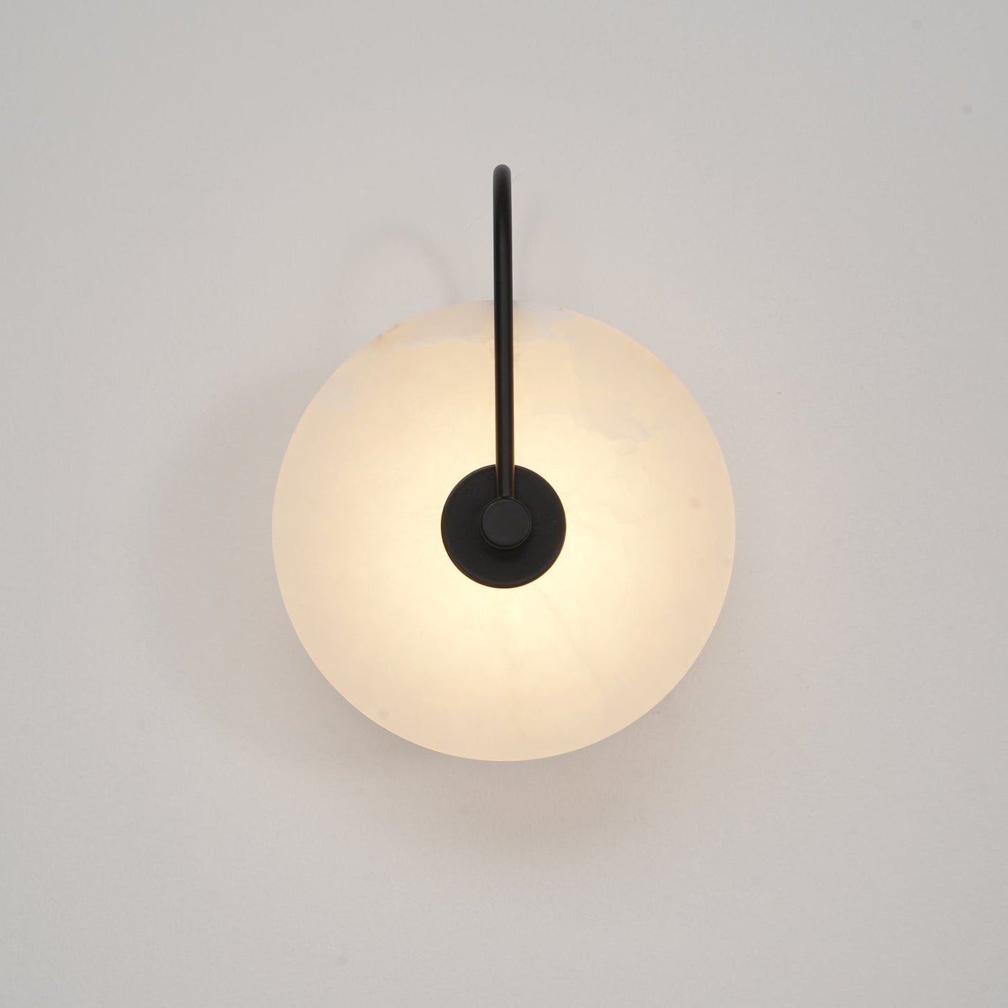 Alabaster LED Wall Sconce With Warm Ambient Glow Lighting ∅ 5.9″ Dia 15cm Set of 2 Black NALANI