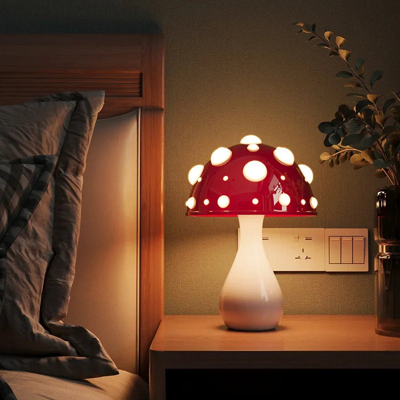 Amanita Mushroom Table Lamp With Soft Ambient Glow White NALANI