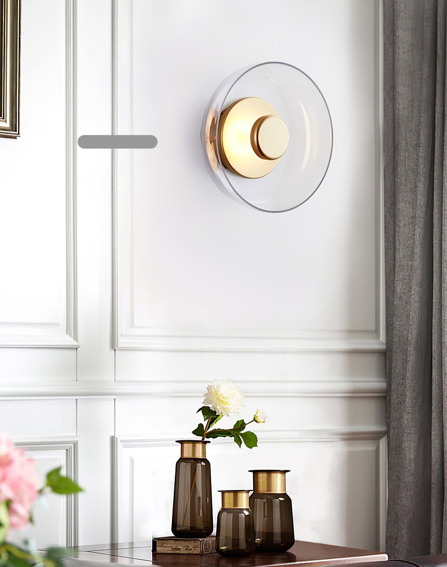 Ambient LED Wall Light With Glass And Brass Screen NALANI