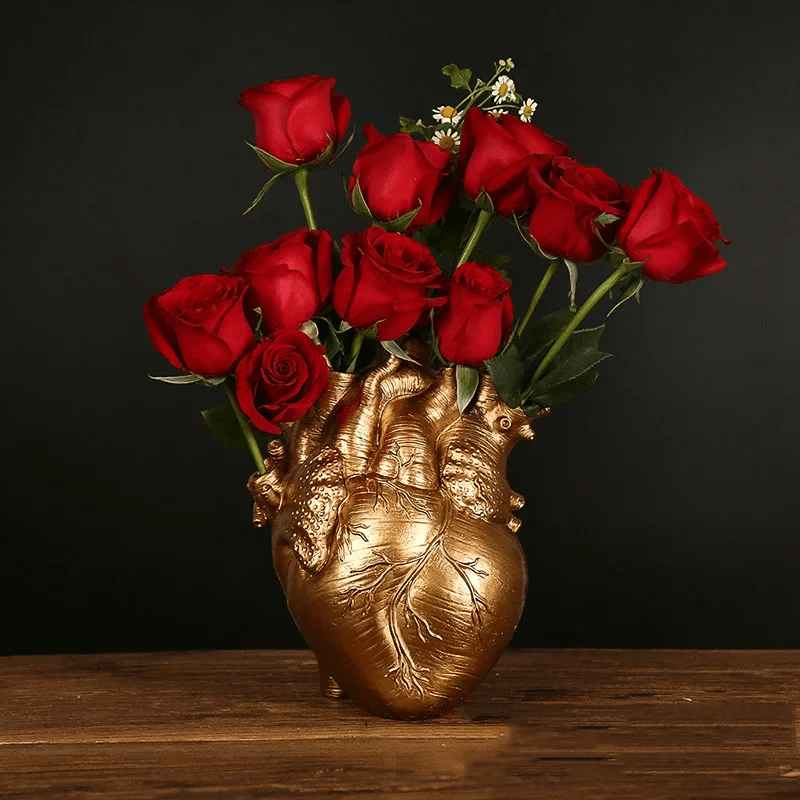 Anatomical Heart Shaped Vase for Fresh or Dried Flowers Gold NALANI