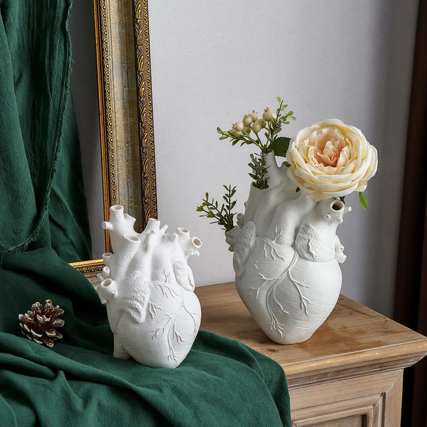Anatomical Heart Shaped Vase for Fresh or Dried Flowers White NALANI