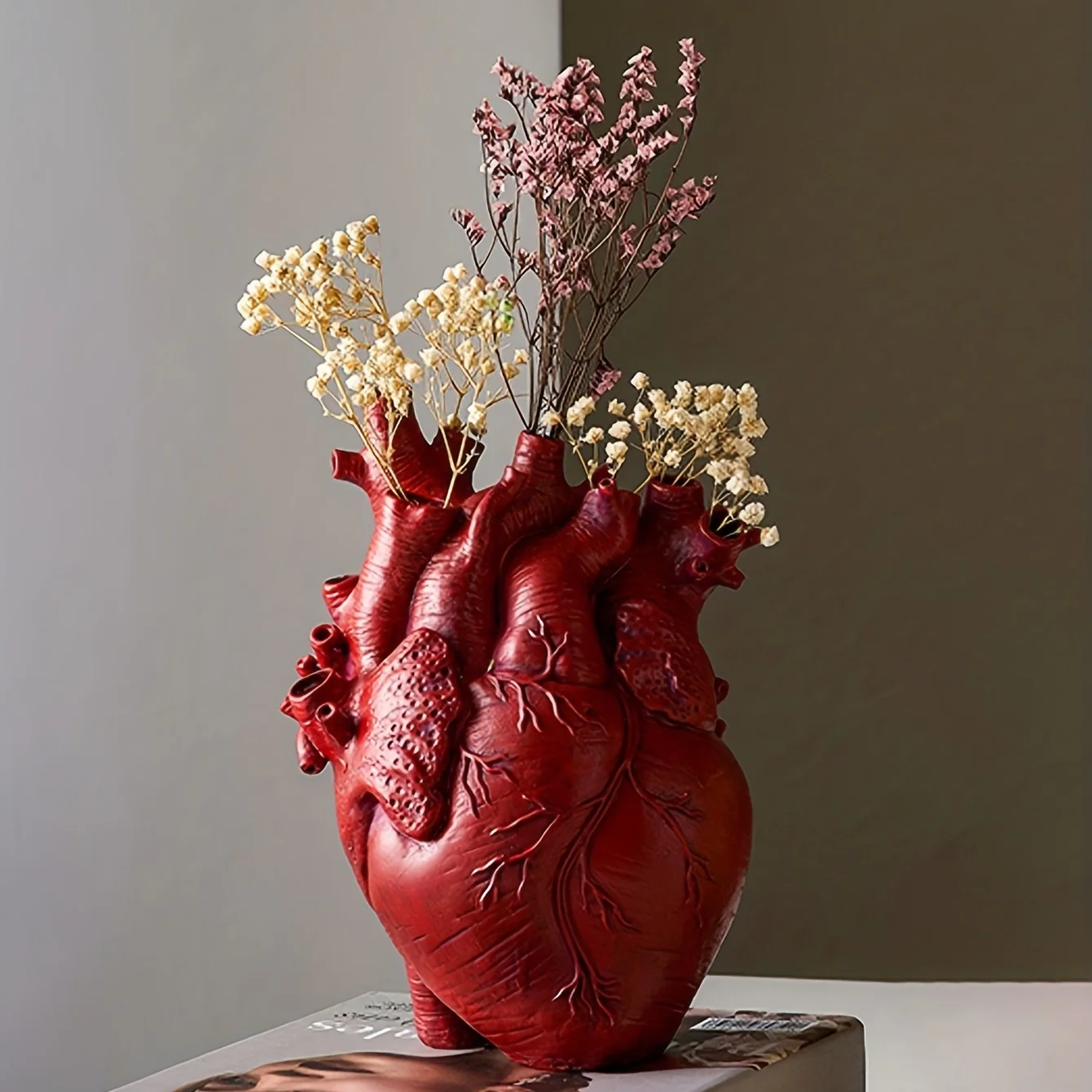 Anatomical Heart Shaped Vase for Fresh or Dried Flowers Red NALANI
