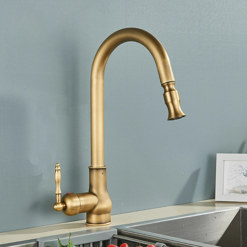 Antique Bronze Pull Out Kitchen Faucet With Touch Sensor-Elektronica/Gadgets-NaLani
