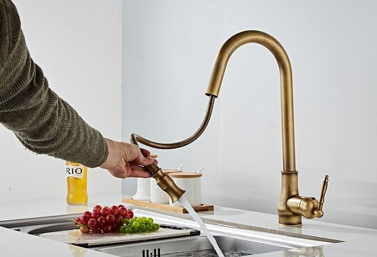 Antique Bronze Pull Out Kitchen Faucet With Touch Sensor-Elektronica/Gadgets-NaLani