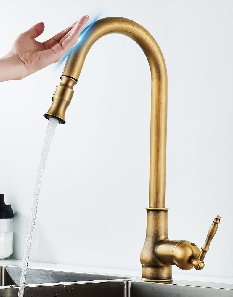 Antique Bronze Pull Out Kitchen Faucet With Touch Sensor-Elektronica/Gadgets-NaLani