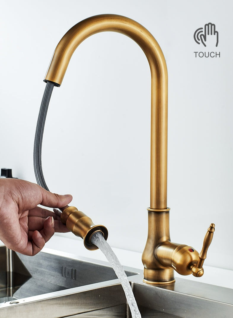 Antique Bronze Pull Out Kitchen Faucet With Touch Sensor-Elektronica/Gadgets-NaLani