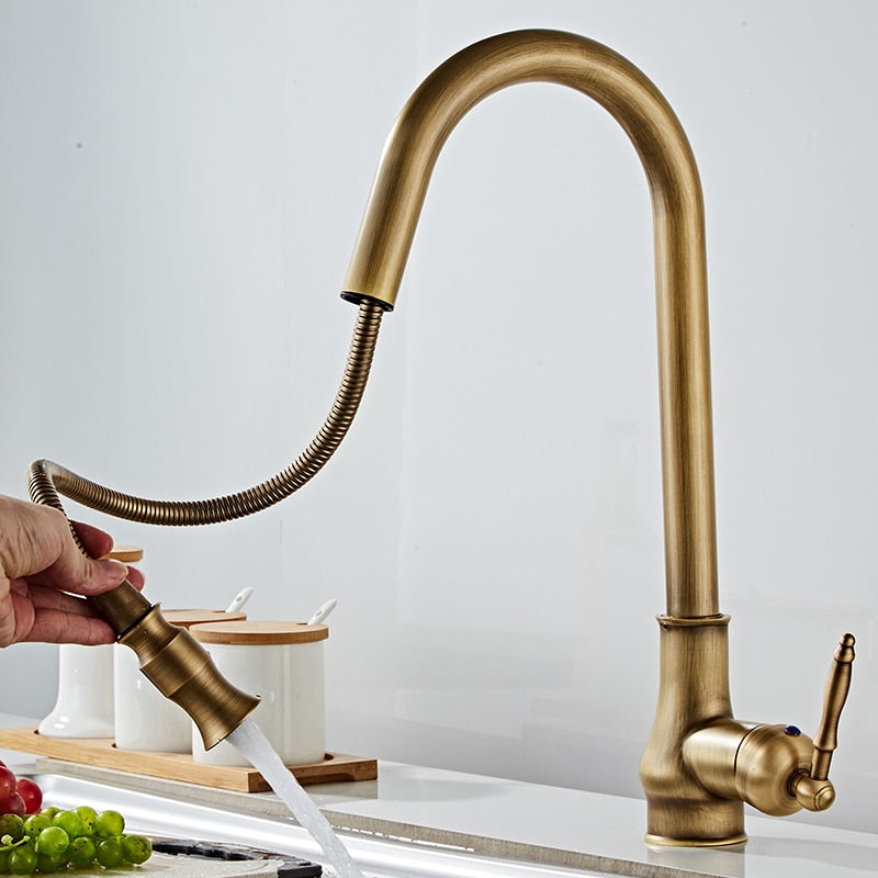 Antique Bronze Pull Out Kitchen Faucet With Touch Sensor-Elektronica/Gadgets-NaLani