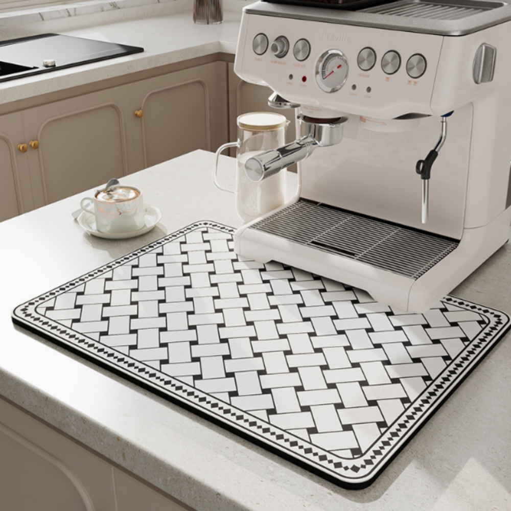 AquaMat - Fast Drying Antislip Kitchen Mat Black - Braid NALANI