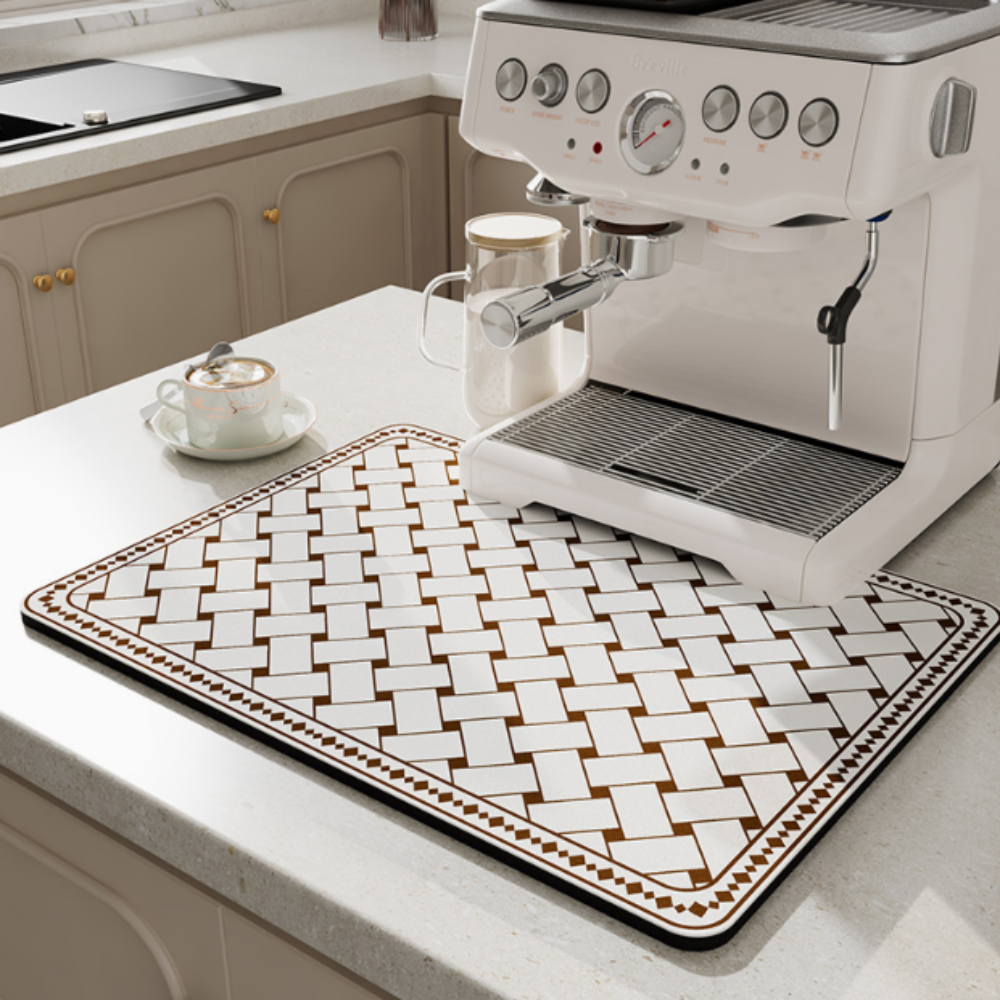 AquaMat - Fast Drying Antislip Kitchen Mat Coffee - braided bread NALANI
