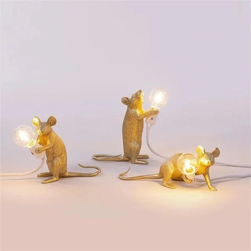 Art Deco Mouse Table Lamp for Stylish Home Lighting Decor Black lying Mous NaLani