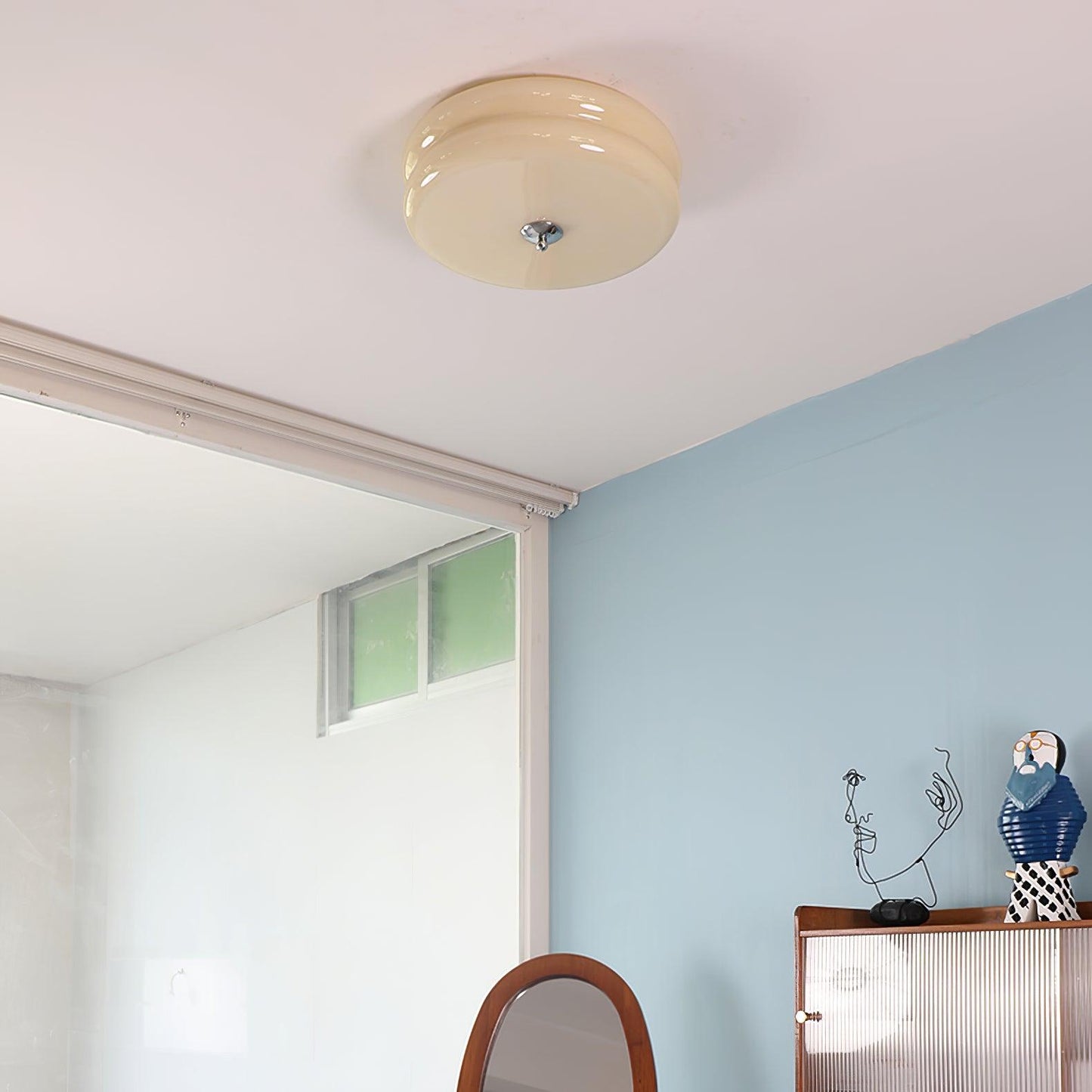 Art Deco Vintage Ceiling Light With White Glass Shade NALANI