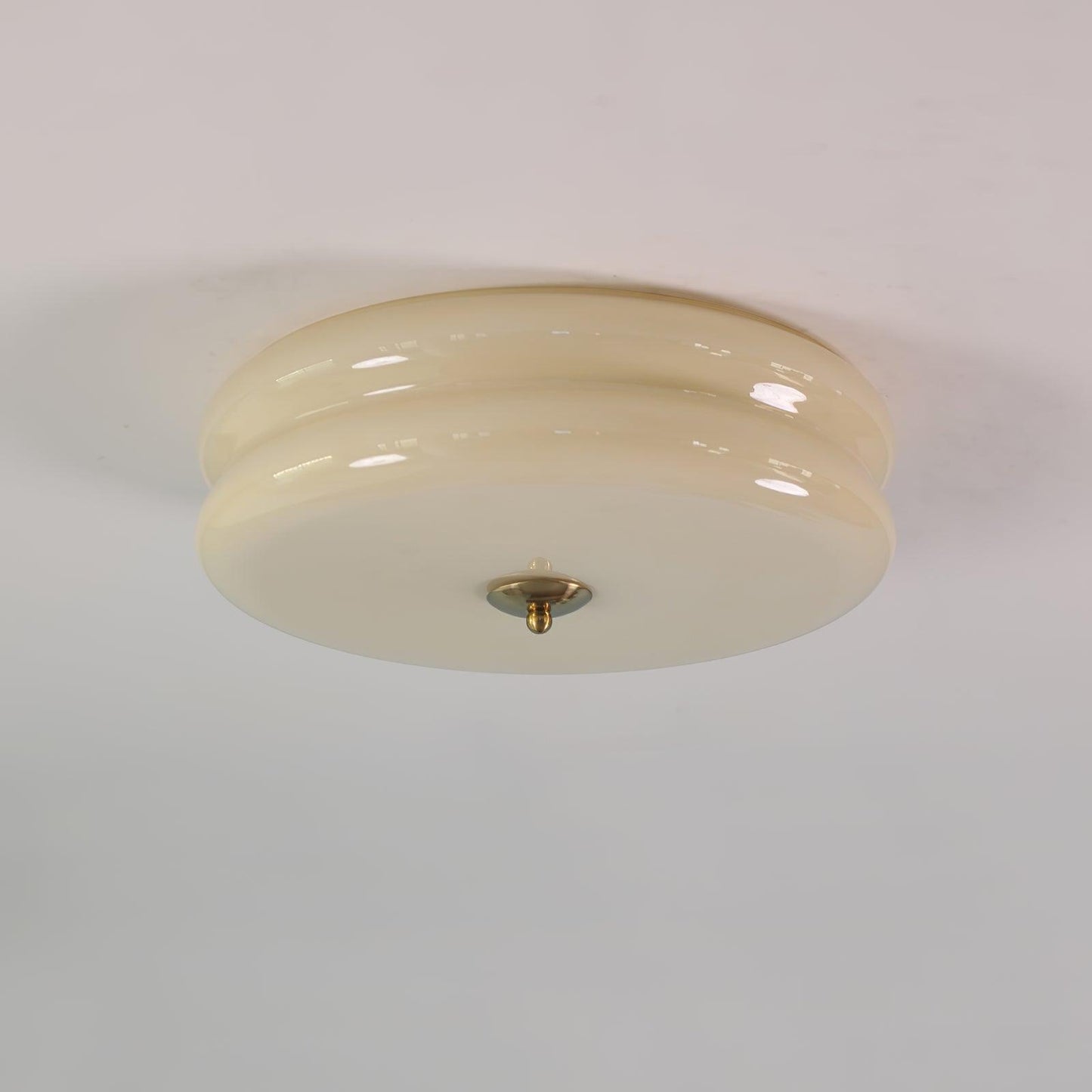 Art Deco Vintage Ceiling Light With White Glass Shade Gold+Beige NALANI
