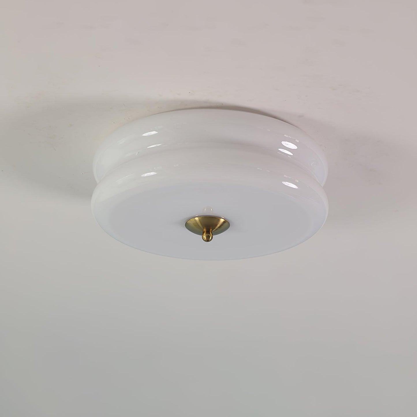 Art Deco Vintage Ceiling Light With White Glass Shade Gold+White NALANI