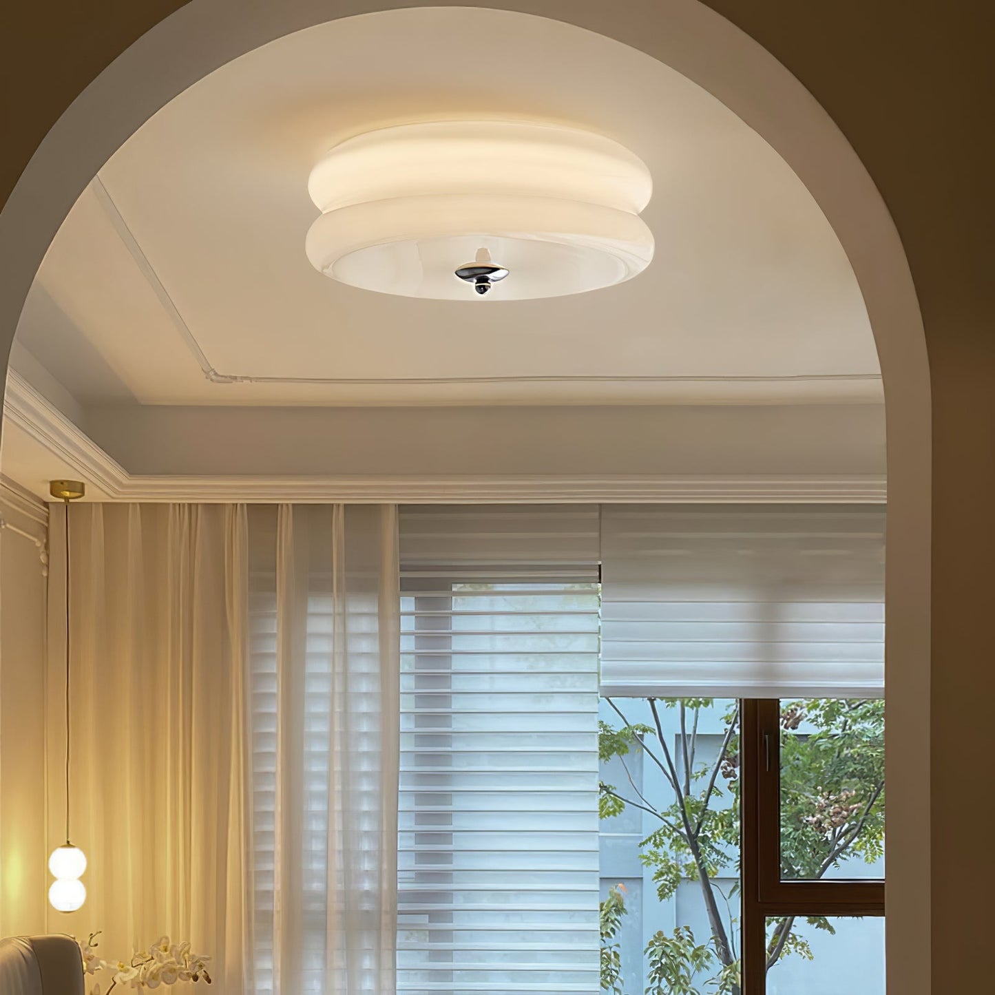 Art Deco Vintage Ceiling Light With White Glass Shade NALANI