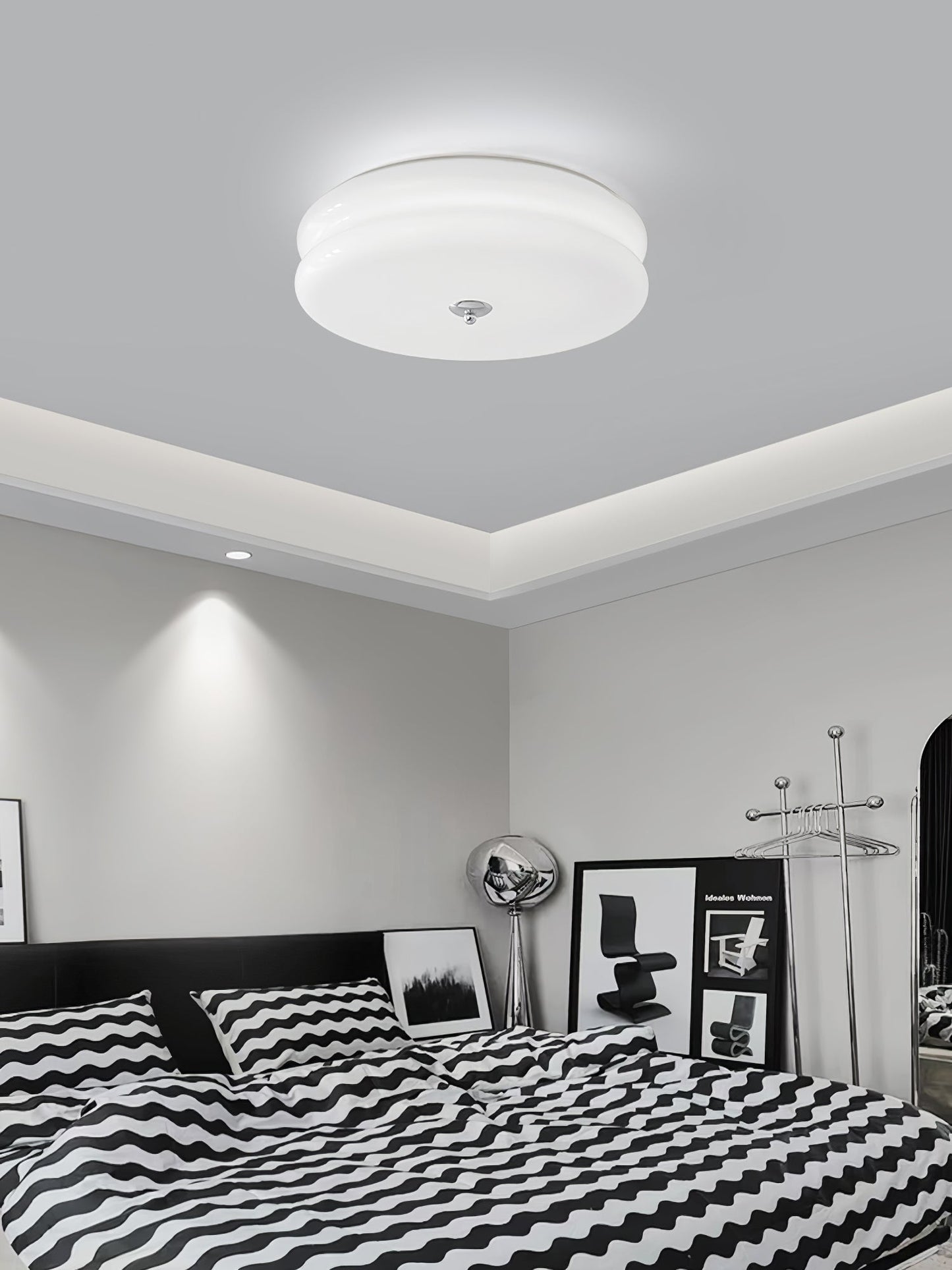 Art Deco Vintage Ceiling Light With White Glass Shade NALANI
