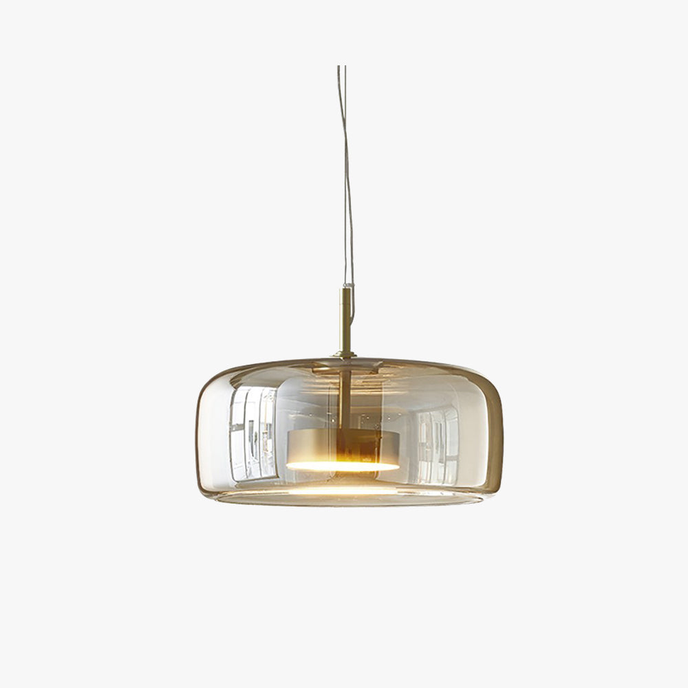 Artisan LED Hanging Lamp with Metal and Amber Glass Design NaLani