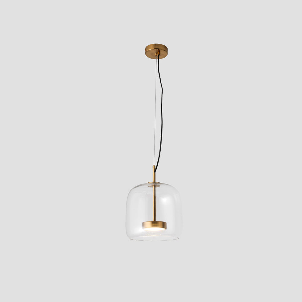 Artisan LED Hanging Lamp with Metal and Amber Glass Design NaLani