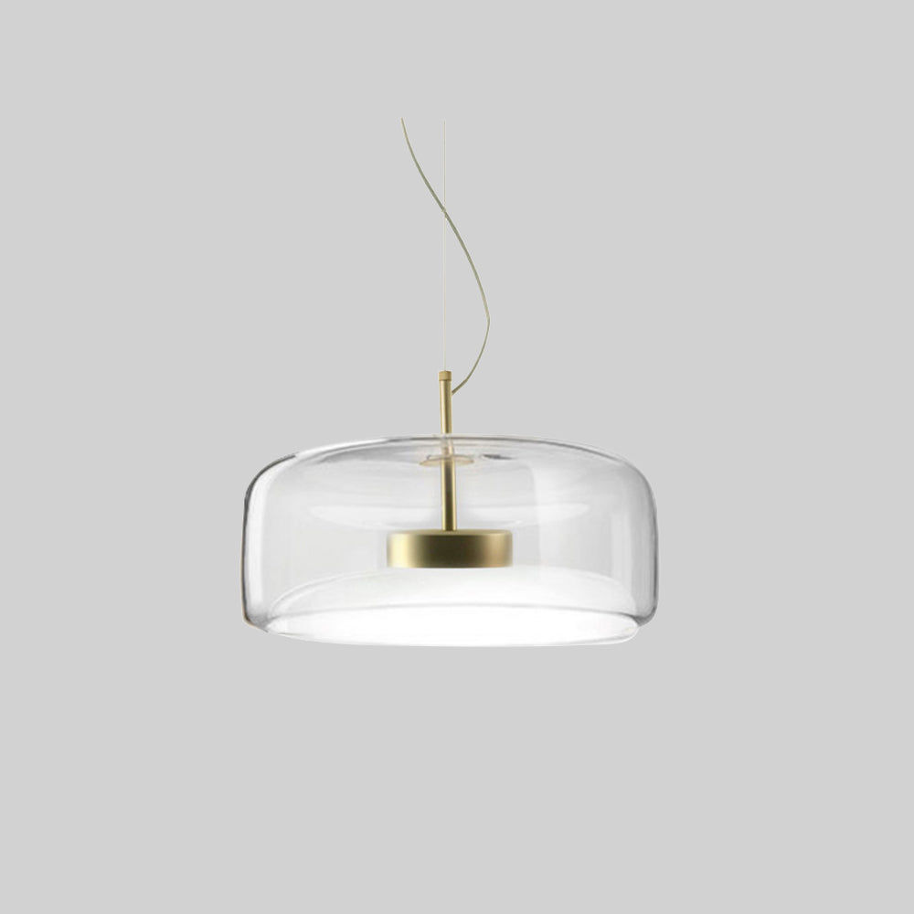 Artisan LED Hanging Lamp with Metal and Amber Glass Design NaLani