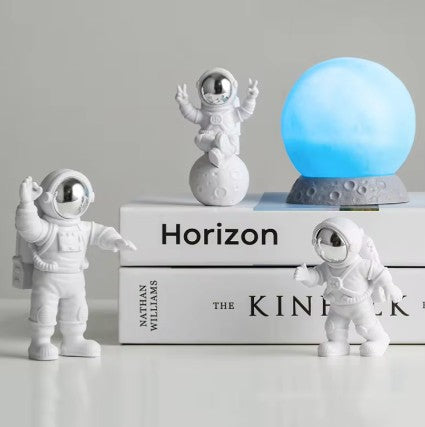 Astronaut Team and Moon Decor Set for Kids Bedroom and Playroom Blue Moon + 3 Astronauts NALANI