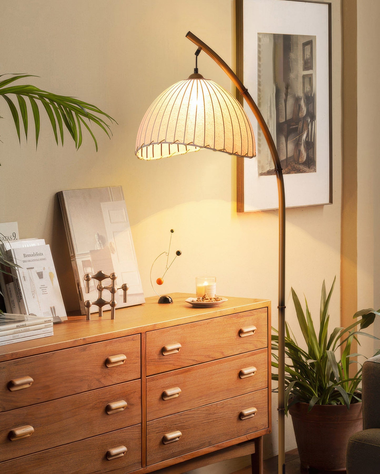 Bamboo Floor Lamp With Fabric Shade For Serene Zen Ambience NALANI