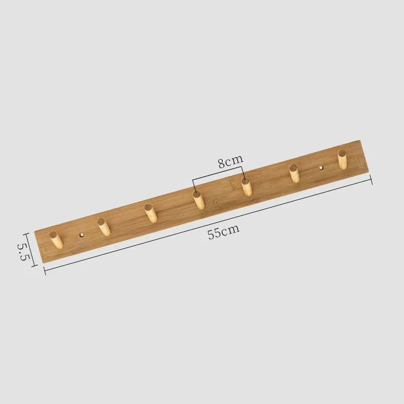Bamboo Wall Coat Rack with Hooks for Jackets and Keys 7 hooks NaLani