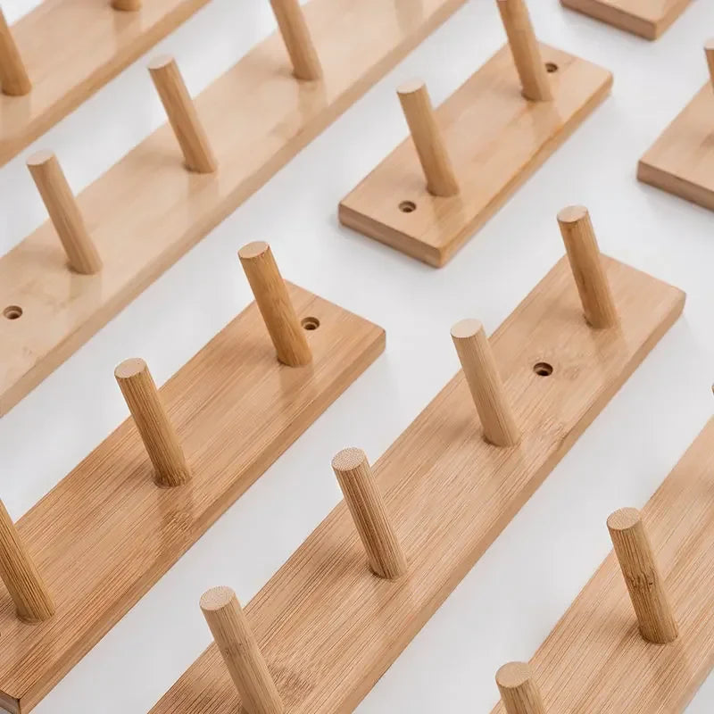 Bamboo Wall Coat Rack with Hooks for Jackets and Keys NaLani