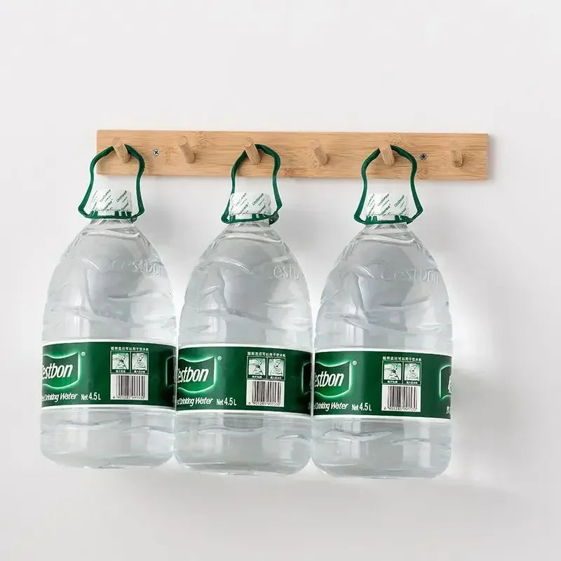 Bamboo Wall Coat Rack with Hooks for Jackets and Keys NaLani