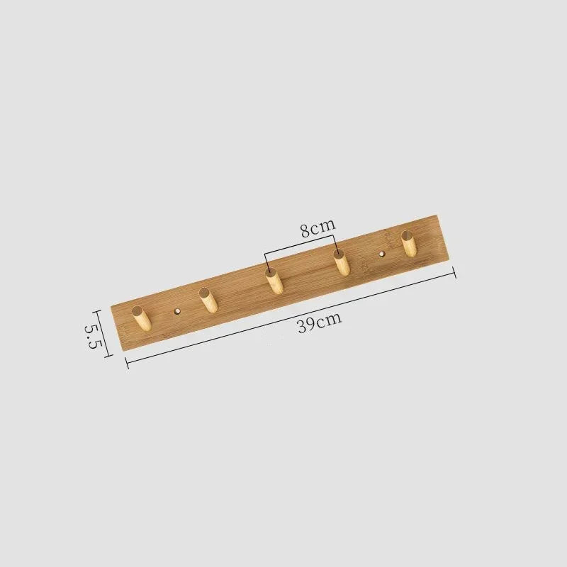 Bamboo Wall Coat Rack with Hooks for Jackets and Keys 5 hooks NaLani