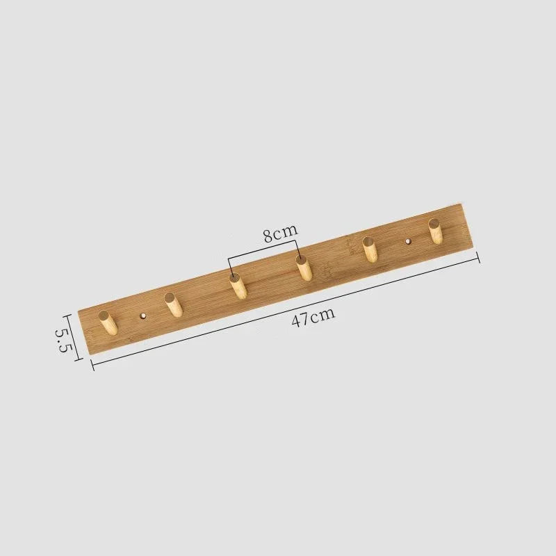 Bamboo Wall Coat Rack with Hooks for Jackets and Keys 6 hooks NaLani