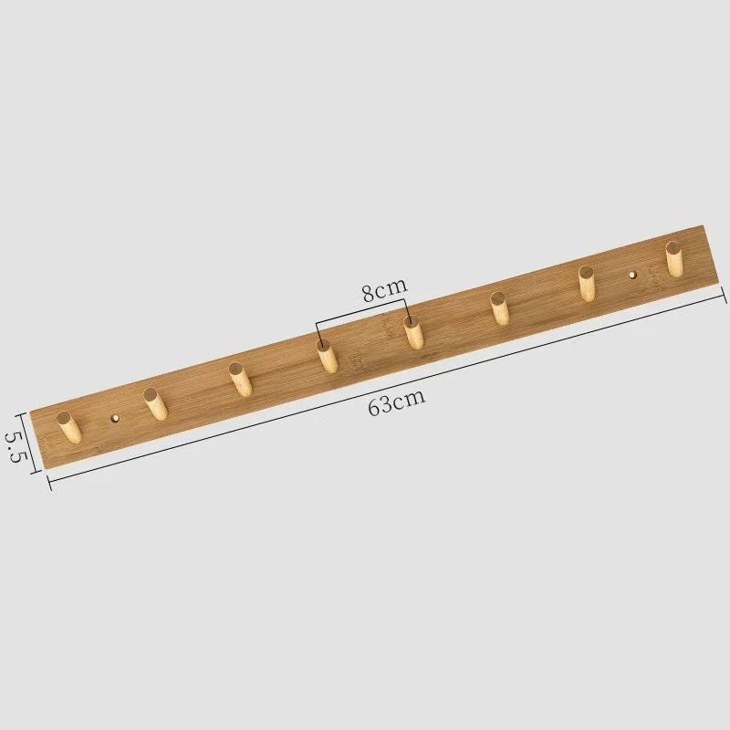 Bamboo Wall Coat Rack with Hooks for Jackets and Keys 8 hooks NaLani