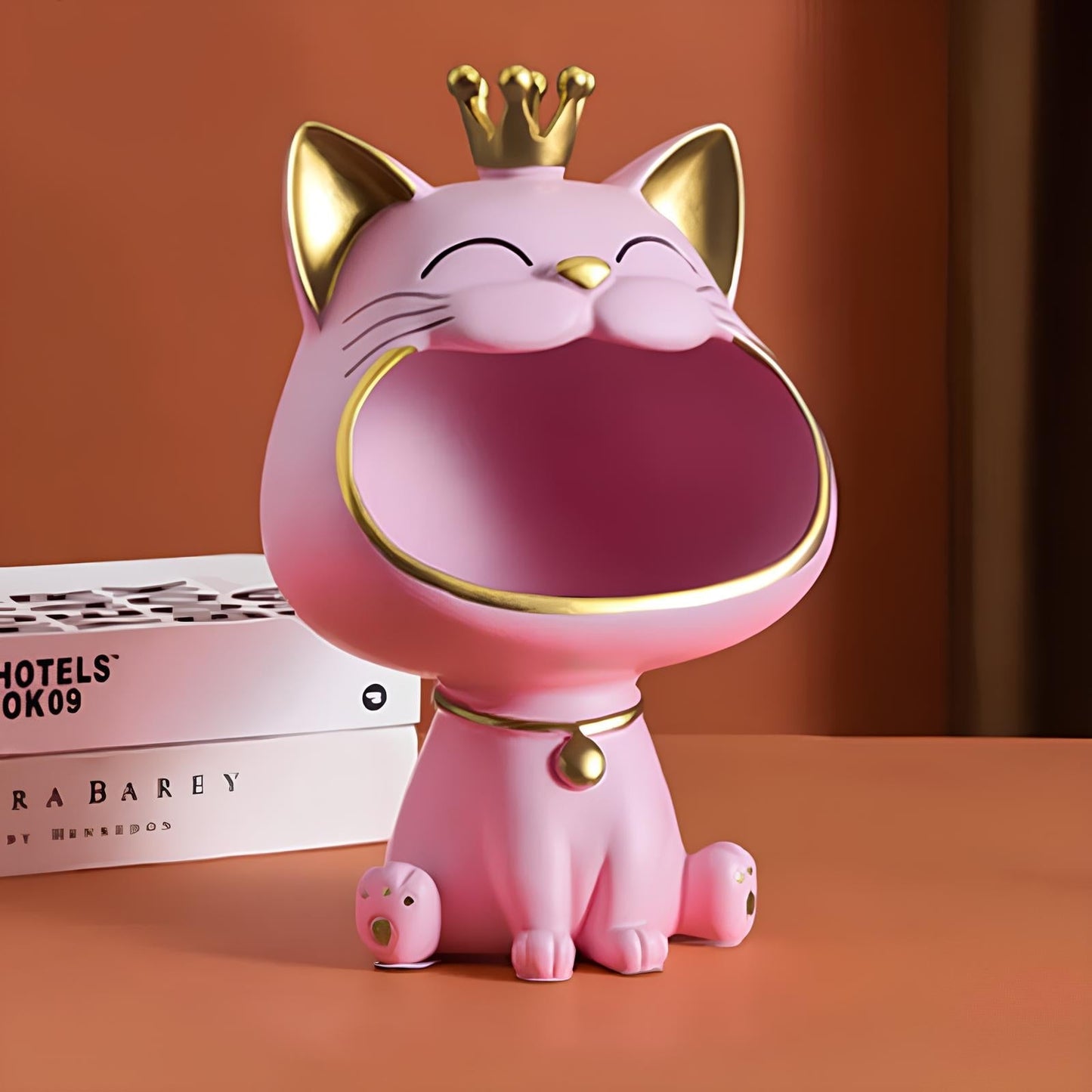Big Mouth Cat Key Holder Decorative Tray For Entryway Pink NALANI