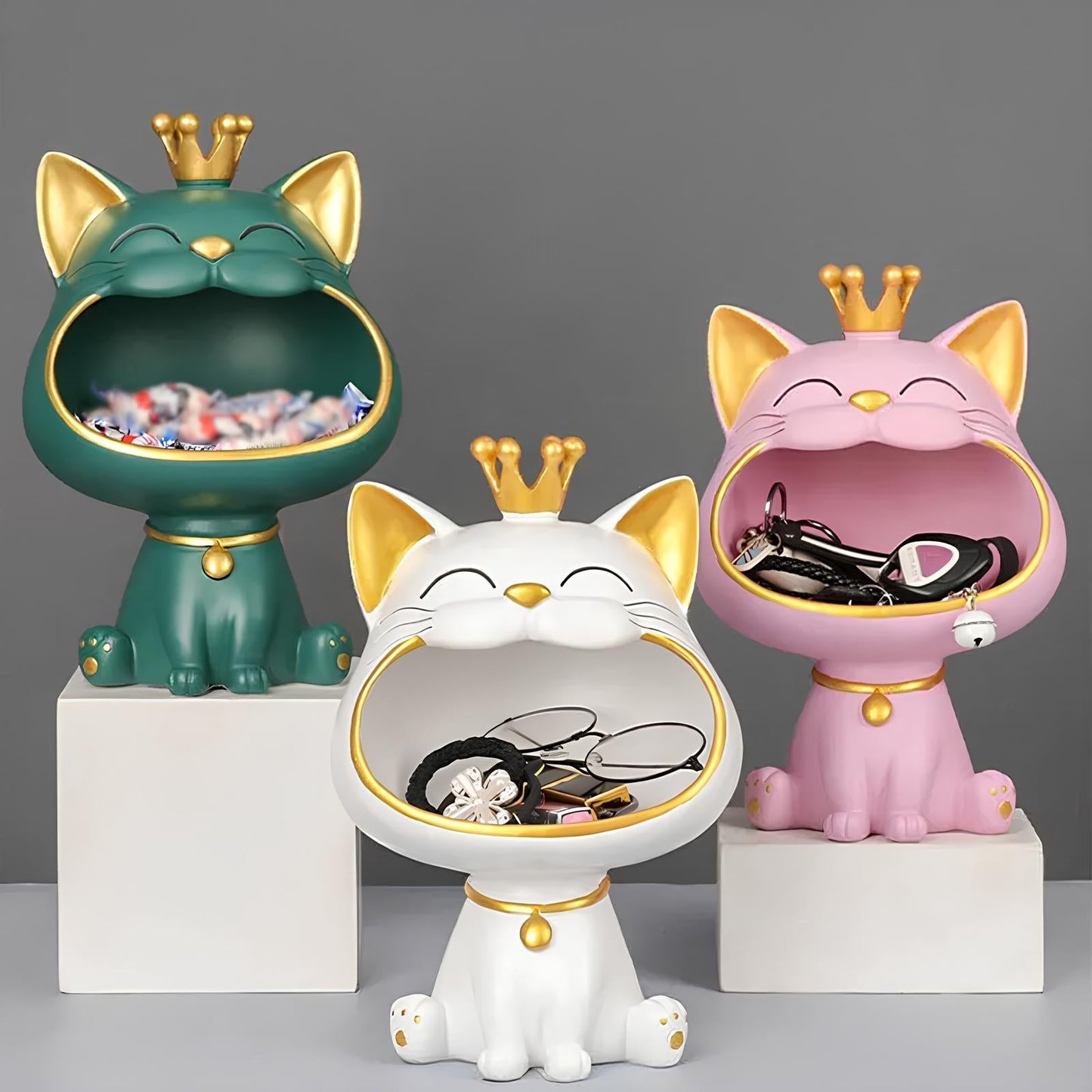 Big Mouth Cat Key Holder Decorative Tray For Entryway NALANI